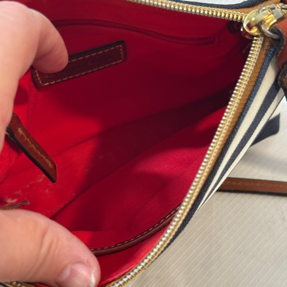 Dooney & Bourke Navy and Cream Striped Crossbody Bag - Picture 9 of 15